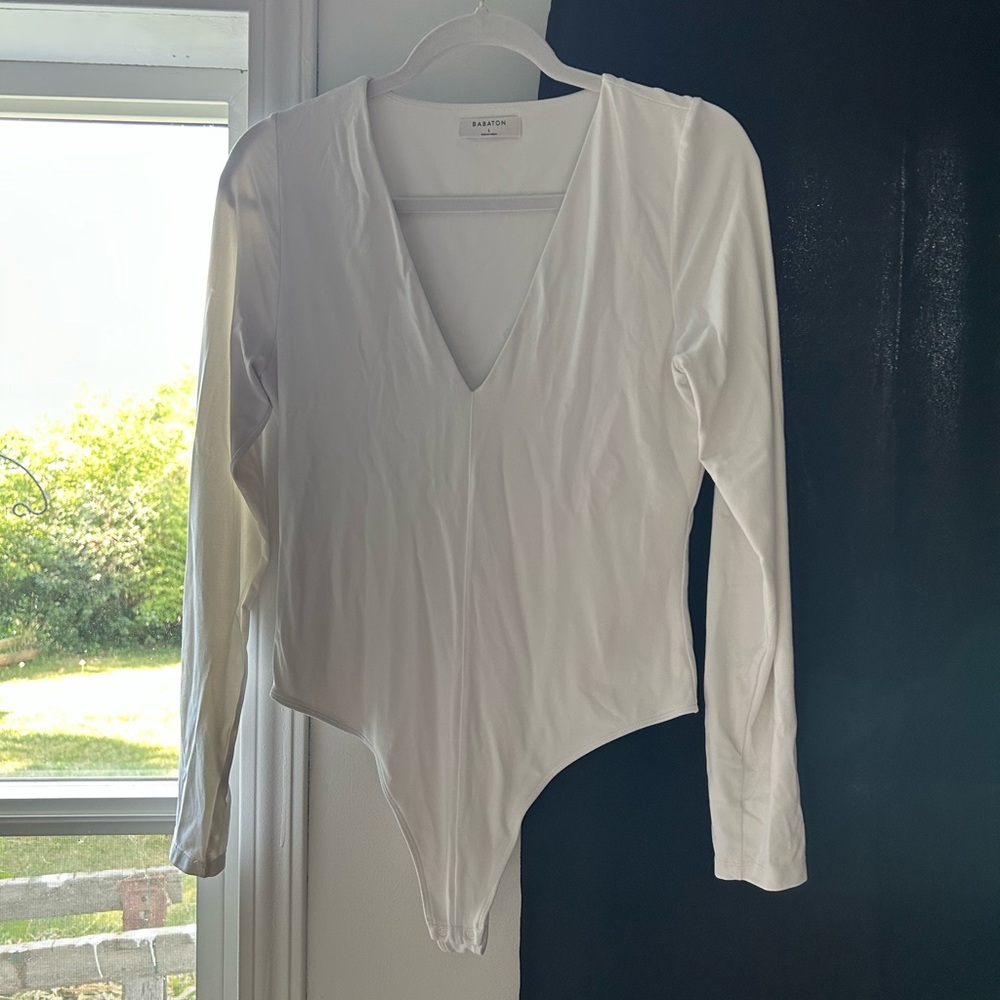 Babaton White Long Sleeve Bodysuit